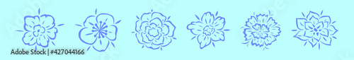 set of hawaii tribal cartoon icon design template with various models. vector illustration isolated on blue background