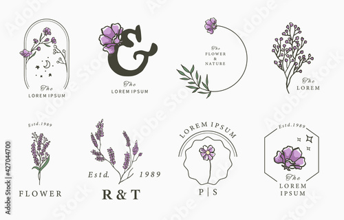 Beauty lavender collection.Vector illustration for icon sticker printable and tattoo