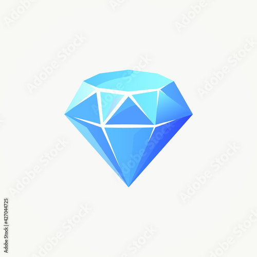 Isolated flat diamond icon for game, interface, sticker, app. The sign is made in a cartoon style with bright colors. The sprite can be used like a craft element