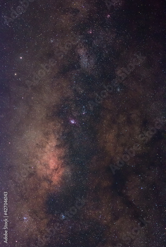 The center of the milky way galaxy with Stars in space dust in the universe  Long exposure photograph and median stack technic