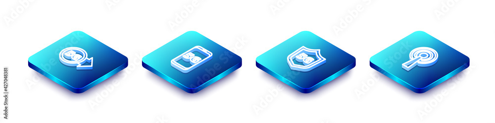 Set Isometric line 5G network, Mobile with, Protective shield and Antenna icon. Vector Set Isometric line 5G network, Mobile with, Protective shield and Antenna icon. Vector