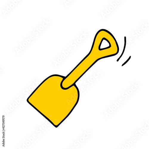 Scoop. Kids toys. Sandbox. Beach. Vector. Doodle. Hand-drawn illustration.