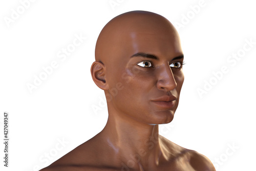 Portrait of a healthy African man without hairs