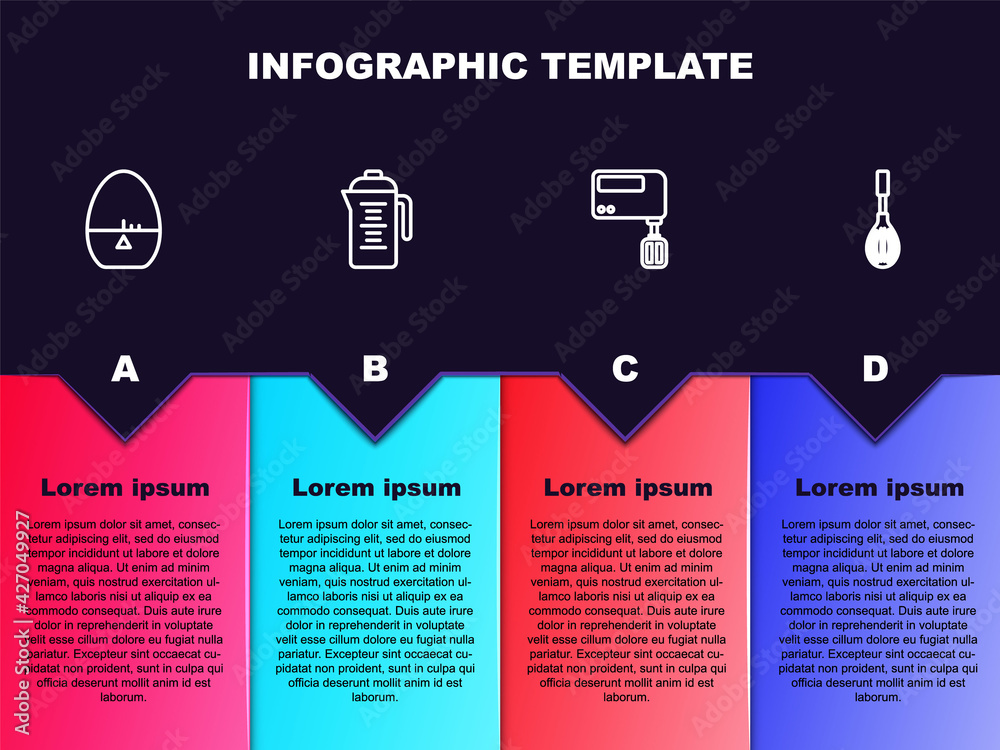 Set line Kitchen timer, Teapot, Electric mixer and whisk. Business infographic template. Vector Set line Kitchen timer, Teapot, Electric mixer and whisk. Business infographic template. Vector