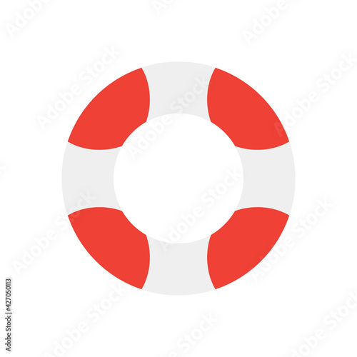 lifebuoy isolated on white background, flat design