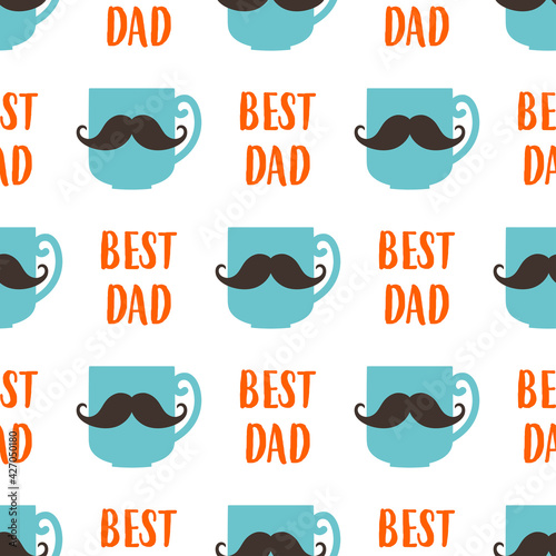 seamless pattern of fathers day with mustache