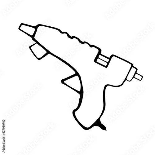 Glue gun handmade icon. Vector illustration in doodle style.