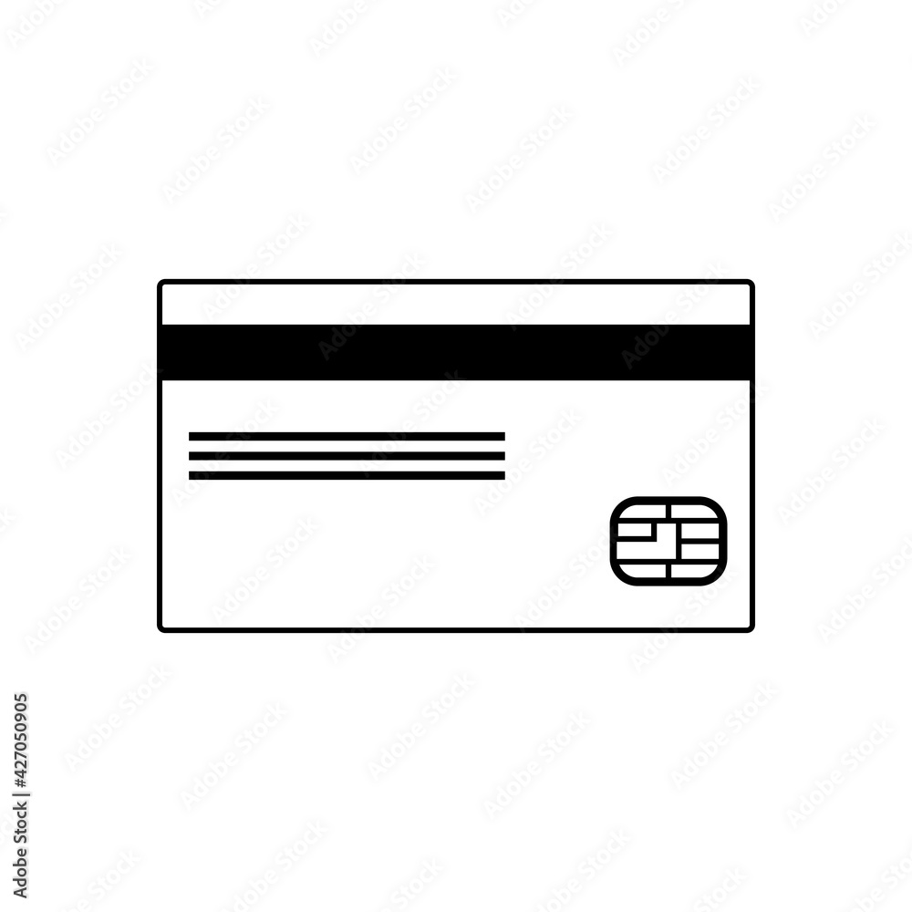 Plastic credit card in outline style on a white background. Vector graphics Plastic credit card in outline style on a white background. Vector graphics