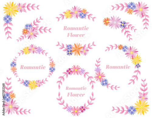 カラフルな花のフレーム　リース　枠　フレーム