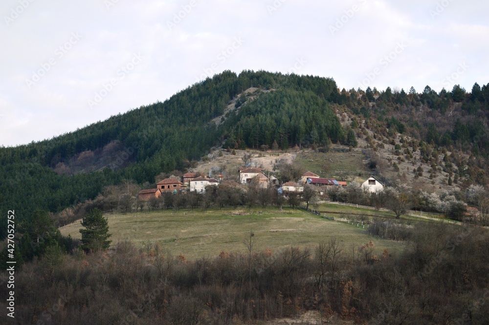 a small mountain village on a hill
