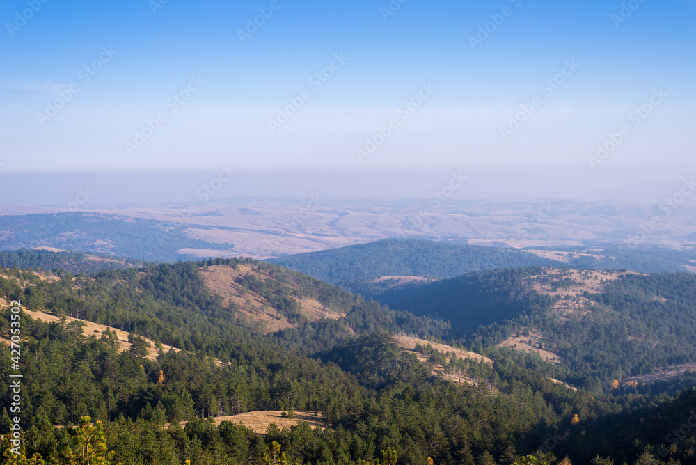Landscape of mountains viewed from the mountain Divcibare in Serbia Landscape of mountains viewed from the mountain Divcibare in Serbia