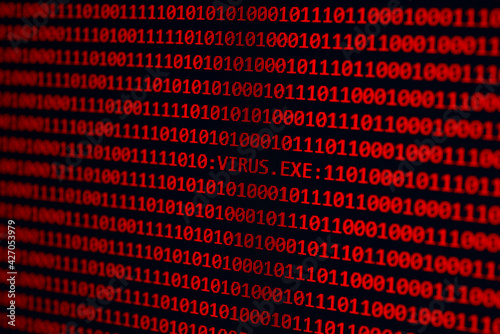 Virus en código binario rojo