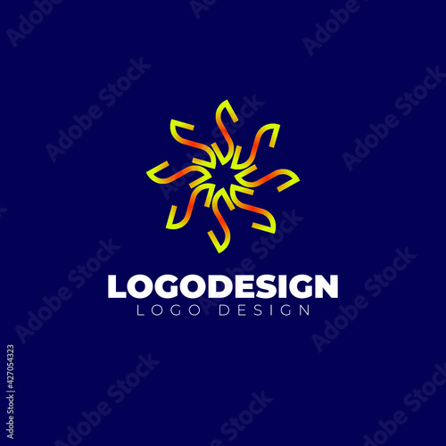 S and Sun mandala logo design minimal logotype vector template