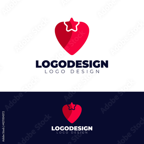 Heart and star logo design minimal and modern logotype vector template