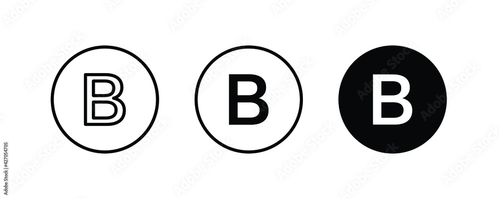 B letter logo, Letter icons button, vector, sign, symbol, illustration, editable stroke, flat design style isolated on white. B letter logo, Letter icons button, vector, sign, symbol, illustration, editable stroke, flat design style isolated on white.