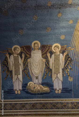 Mount Tabor. Israel. January 27, 2020: Interior of the Transfiguration Church on Mount Tabor