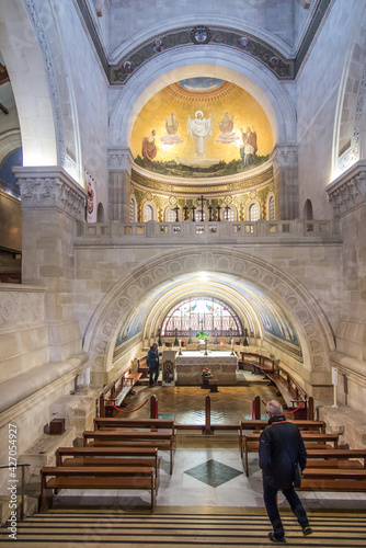 Mount Tabor. Israel. January 27, 2020: Interior of the Transfiguration Church on Mount Tabor