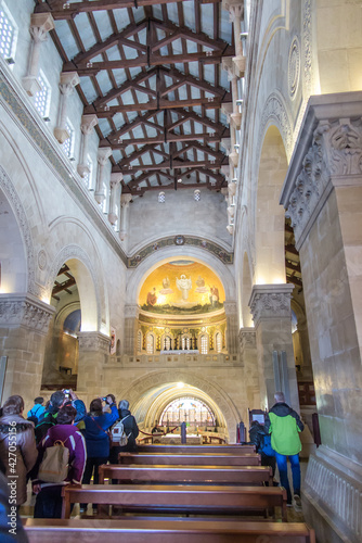 Mount Tabor. Israel. January 27, 2020: Interior of the Transfiguration Church on Mount Tabor