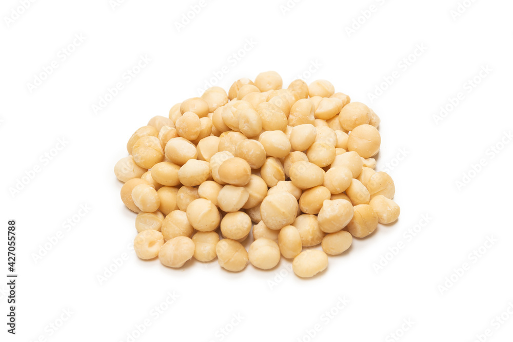Macadamia nuts isolated on white background. Macadamia nuts isolated on white background.