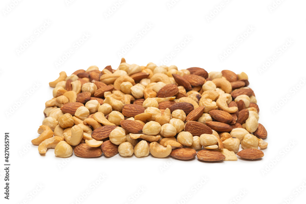 Mix of nuts isolated on white background. Top view. Mix of nuts isolated on white background. Top view.