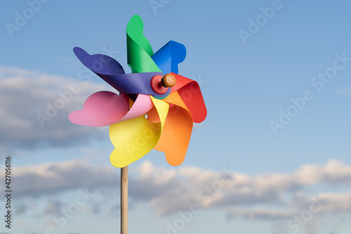 pinwheel toy against sky photo