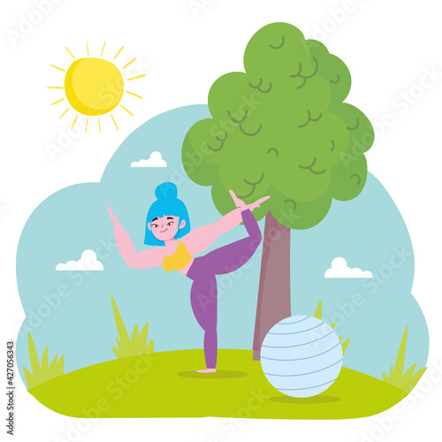 woman practicing yoga