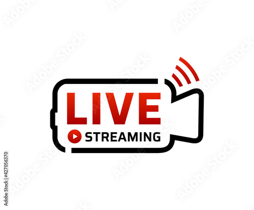 Live streaming icon. Sticker for broadcasting, livestream or online stream. Icon design Element.