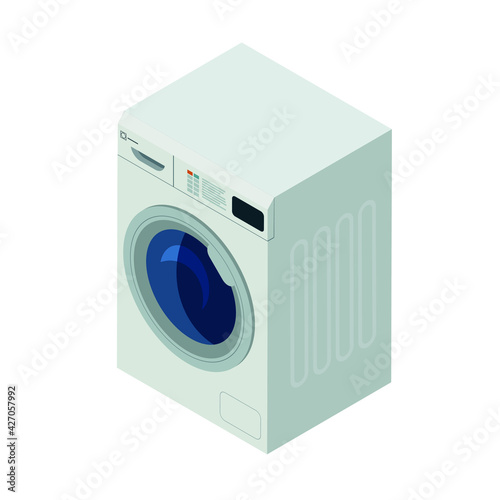 Isometric washing machine on white background