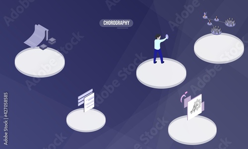 Chorography concept on abstract design photo