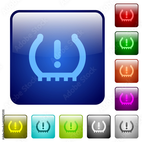 Car tire pressure warning indicator color square buttons photo