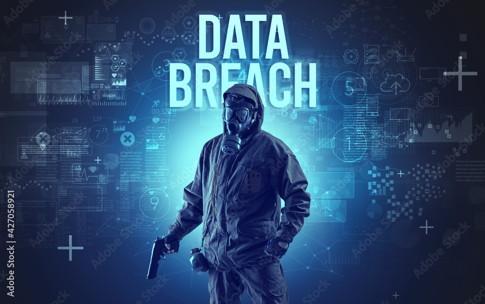 Faceless man with online security concept