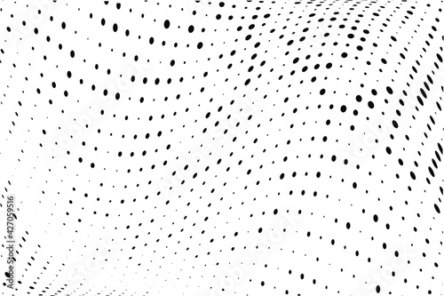 Wavy dotted pattern Halftone background. Backdrop with circles, dots, rounds, design element for web banners, posters, cards, wallpaper, sites. Pop art style. Vector illustration