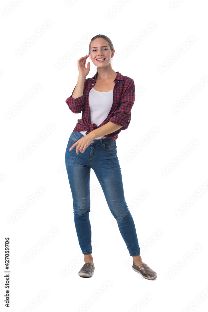 Full length woman portrait on white Full length woman portrait on white
