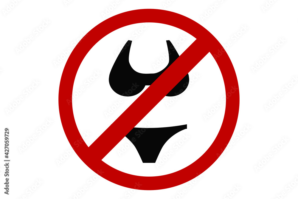 Red Icon Sign Please Do Not Enter In Bikini Wear Red Icon Sign Please Do Not Enter In Bikini Wear