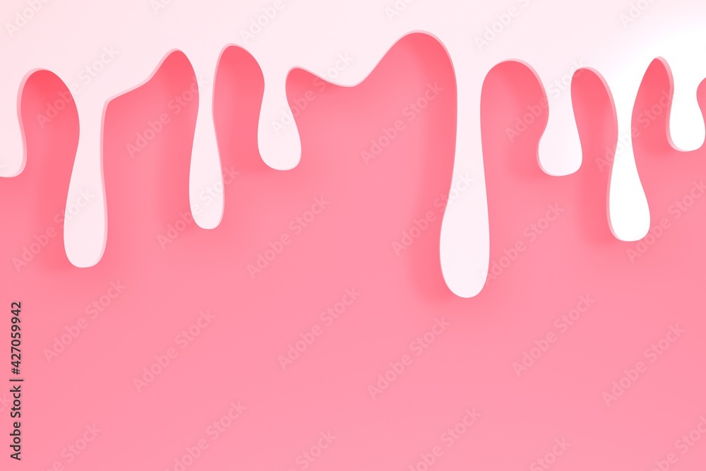 Abstract pink background with drops of white sweet cream and shadow. 3d rendering Abstract pink background with drops of white sweet cream and shadow. 3d rendering