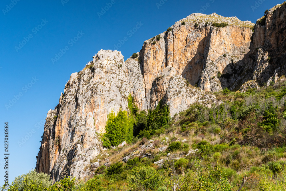 View of Rocca del Crasto near Alcara Li Fusi town in the Nebrodi Park, Sicily