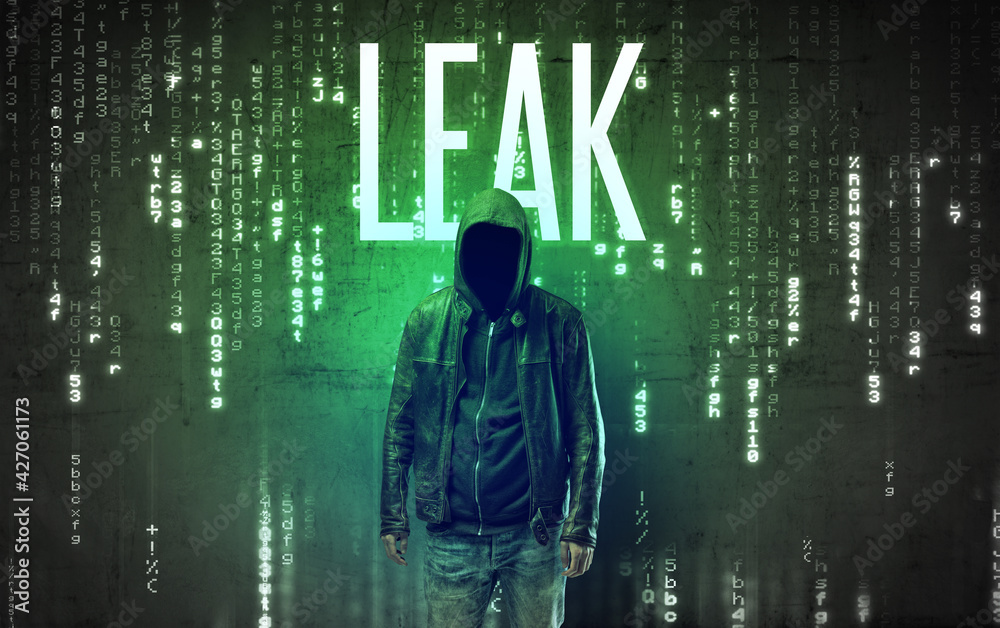 Faceless hacker with inscription concept Faceless hacker with inscription concept
