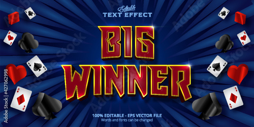 Editable text effect Big Winner text