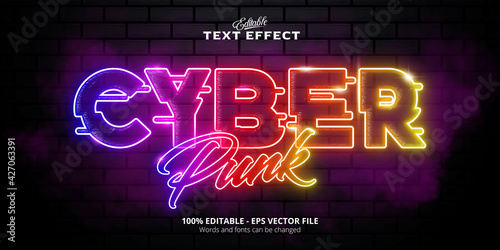 Cyber Punk text effect, neon style editable text effect
