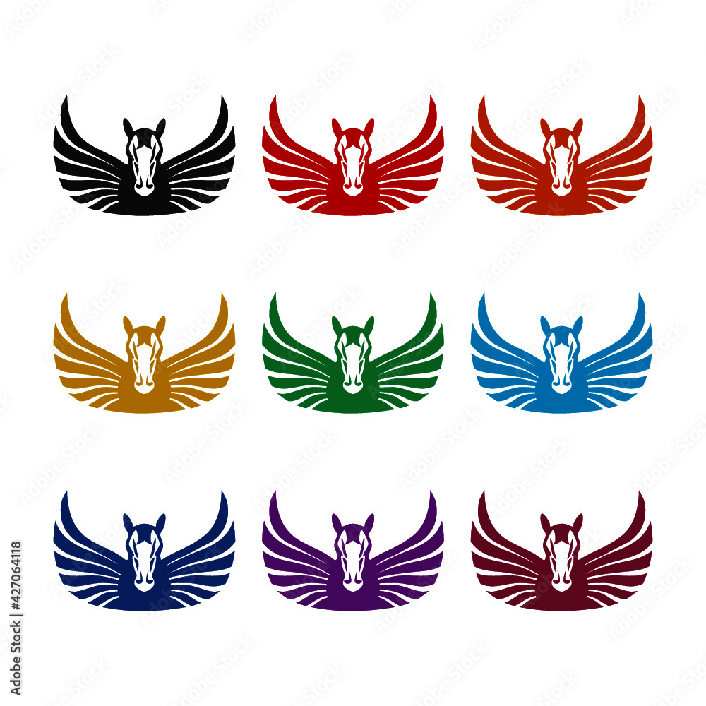 Mythical Pegasus icon color set Mythical Pegasus icon color set