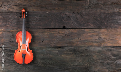 violin isolated on wooden background © serikbaib