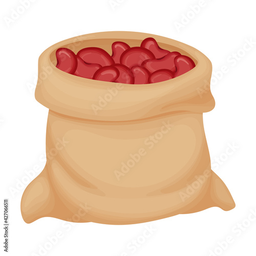 Bag beans vector cartoon icon. Vector illustration bag bean on white background. Isolated cartoon illustration icon of beans .