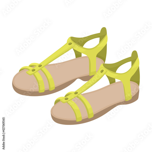 Sandal vector cartoon icon. Vector illustration flipflop on white background. Isolated cartoon illustration icon of sandal.