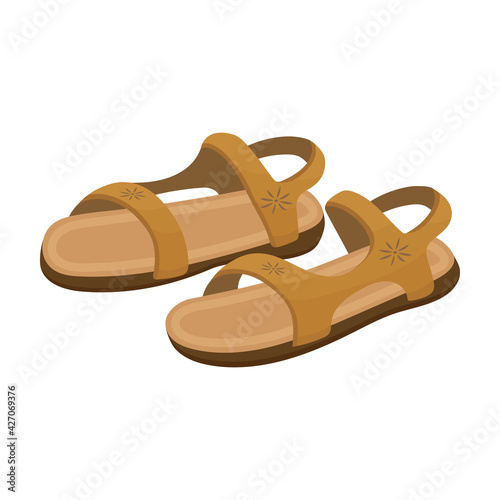 Sandal vector cartoon icon. Vector illustration flipflop on white background. Isolated cartoon illustration icon of sandal.