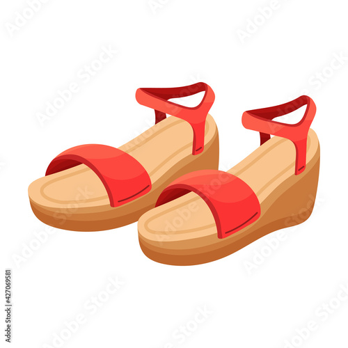 Sandal vector cartoon icon. Vector illustration flipflop on white background. Isolated cartoon illustration icon of sandal.