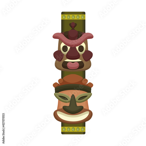 Totem tribal vector cartoon icon. Vector illustration totem wood on white background. Isolated cartoon illustration icon of mask wood.