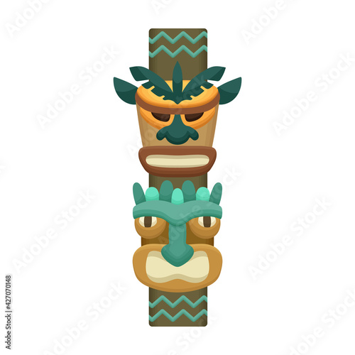 Totem tribal vector cartoon icon. Vector illustration totem wood on white background. Isolated cartoon illustration icon of mask wood.