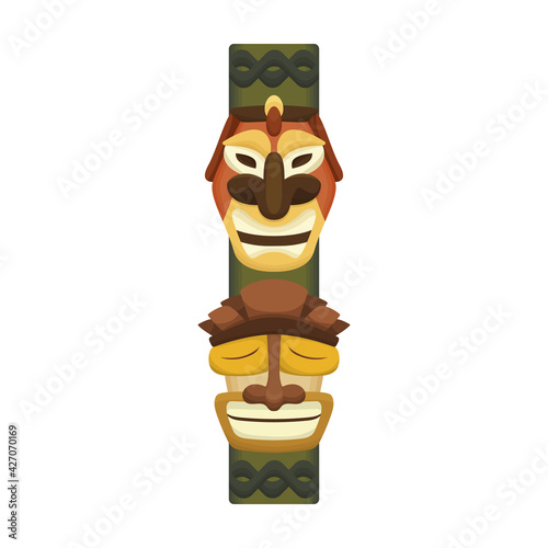 Totem tribal vector cartoon icon. Vector illustration totem wood on white background. Isolated cartoon illustration icon of mask wood.