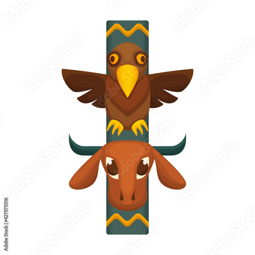 Totem tribal vector cartoon icon. Vector illustration totem wood on white background. Isolated cartoon illustration icon of mask wood.