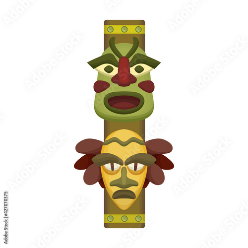 Totem tribal vector cartoon icon. Vector illustration totem wood on white background. Isolated cartoon illustration icon of mask wood.